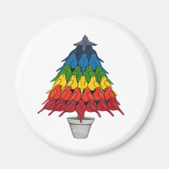 Rainbow Robins Christmas Tree Magnet (Vorne)