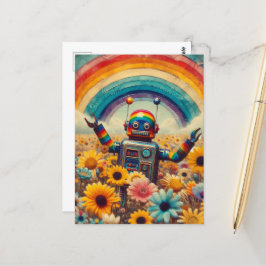 Rainbow Robot Postkarte