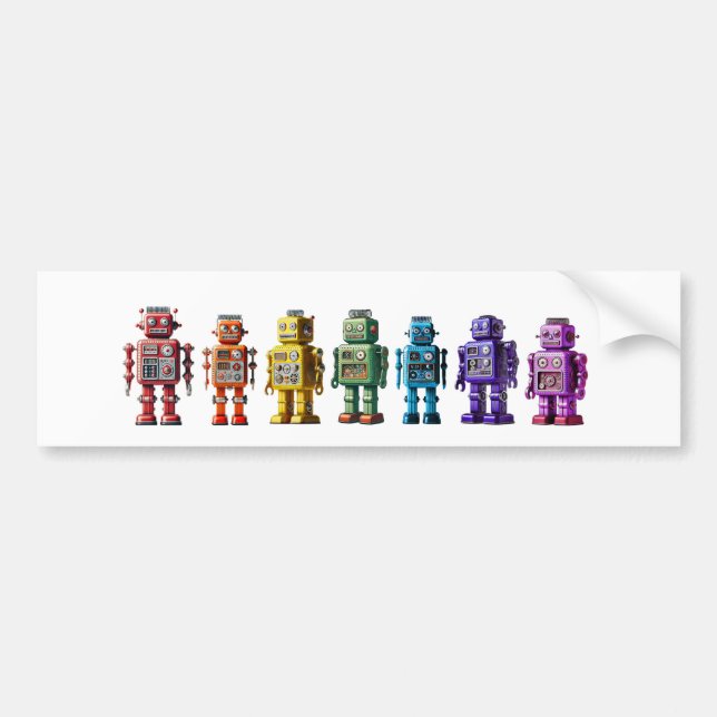 Rainbow Roboter Autoaufkleber (Vorne)