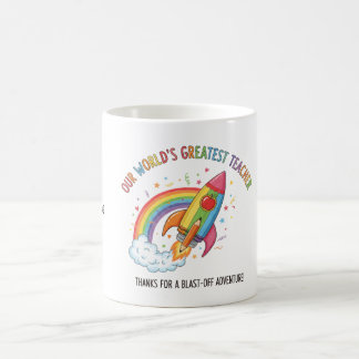 Rainbow Rocket Apple Worlds Greatest Teacher Kaffeetasse