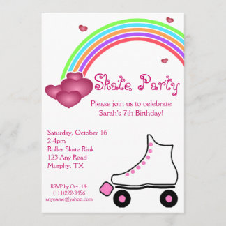 Rainbow Roller Skate Geburtstag Einladung