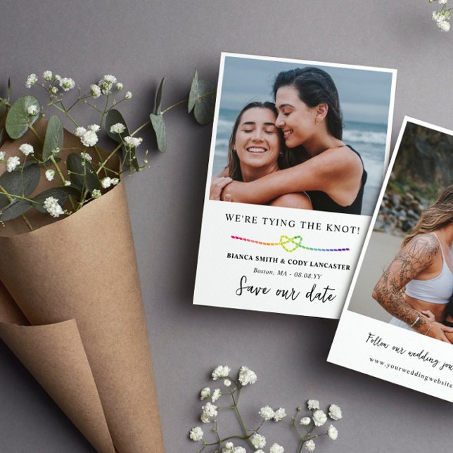 Rainbow Rope Heart LGBT Zähmung des Knotens Save The Date (Von Creator hochgeladen)