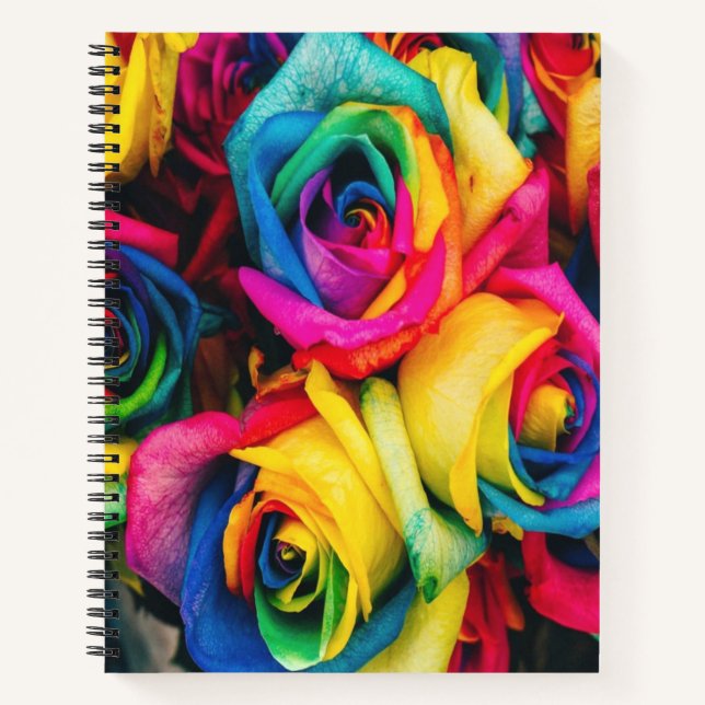 Rainbow Rose Bouquet Notizbuch (Vorderseite)