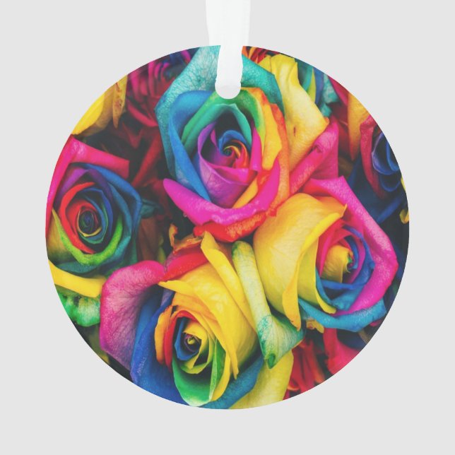 Rainbow Rose Bouquet Ornament (Rückseite)