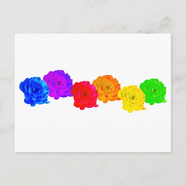 Rainbow-Rose Feiertagspostkarte (Vorderseite)