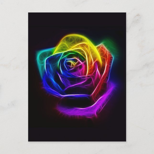 Rainbow-Rose-Fraktal Postkarte (Vorderseite)