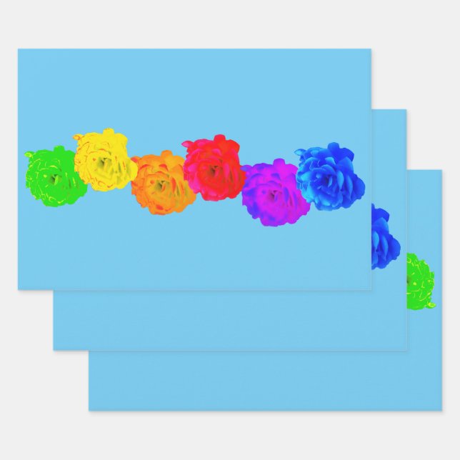 Rainbow-Rose Geschenkpapier Set (Set)