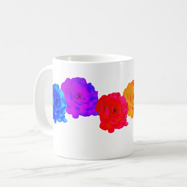 Rainbow-Rose Kaffeetasse (Vorderseite Links)