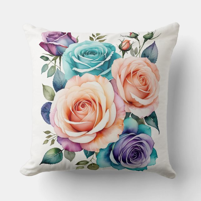 Rainbow Rose Kissen (Vorderseite)