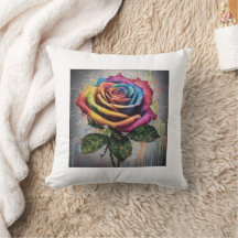 Rainbow Rose Kissen