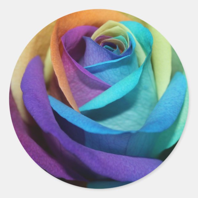Rainbow Rose Liebe Blume Miss-you Peace Destiny Runder Aufkleber (Vorderseite)