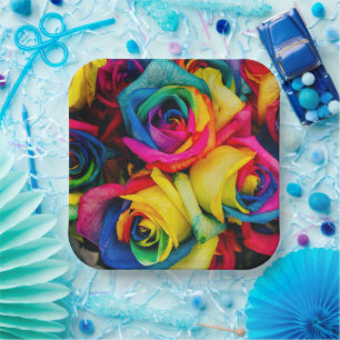 Rainbow-Rose Pappteller
