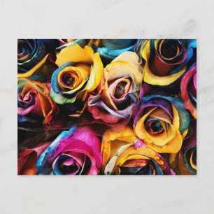 Rainbow-Rose Postkarte