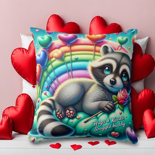 Rainbow Rose Raccoon Valentine Kissen (Von Creator hochgeladen)