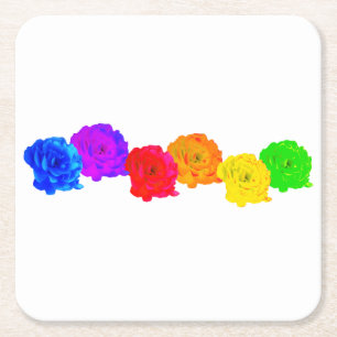 Rainbow-Rose Rechteckiger Pappuntersetzer