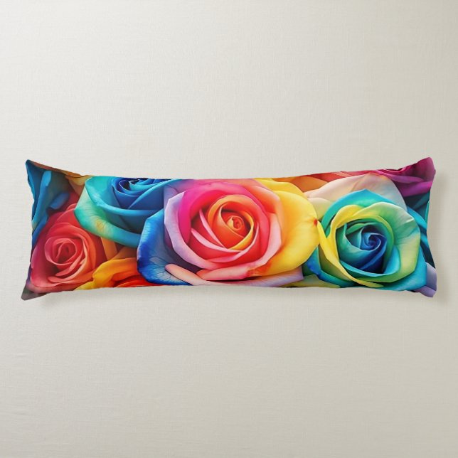 Rainbow-Rose Seitenschläferkissen (Vorderseite)