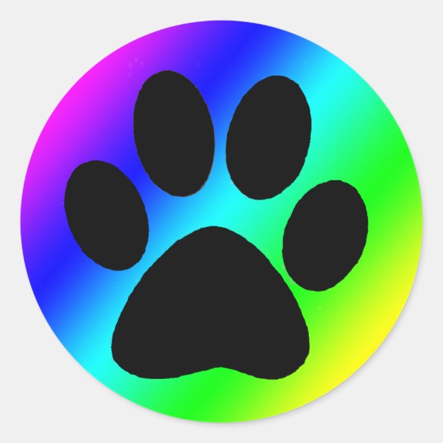 Rainbow Round Dog Paw.png Runder Aufkleber (Vorderseite)