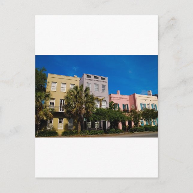 Rainbow Row Charleston, SC Postkarte (Vorderseite)