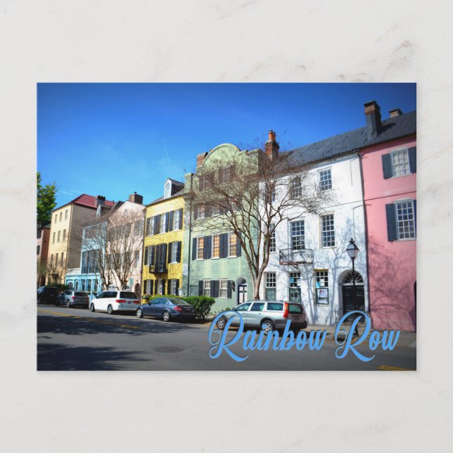Rainbow Row, Charleston South Carolina Postkarte (Vorderseite)