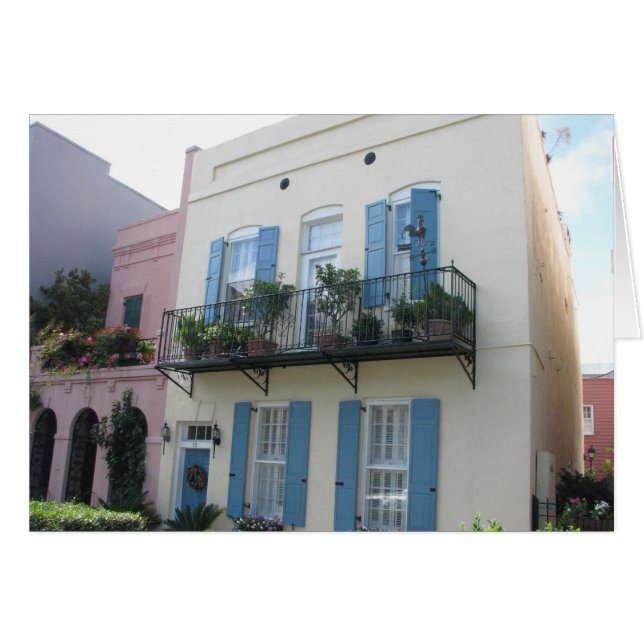 Rainbow Row Houses, Charleston SC Card (Vorderseite (Horizontal))