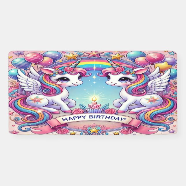 Rainbow Royalty Unicorns Banner (Horizontal)