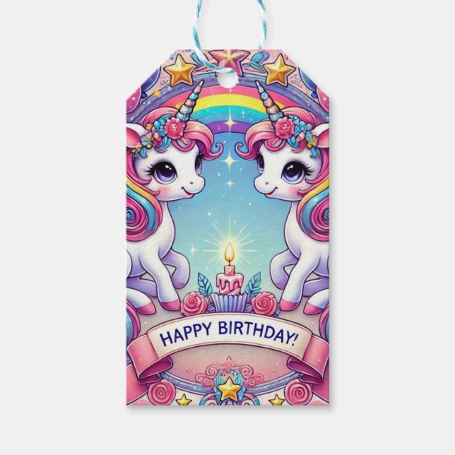 Rainbow Royalty Unicorns Geschenkanhänger (Vorderseite)