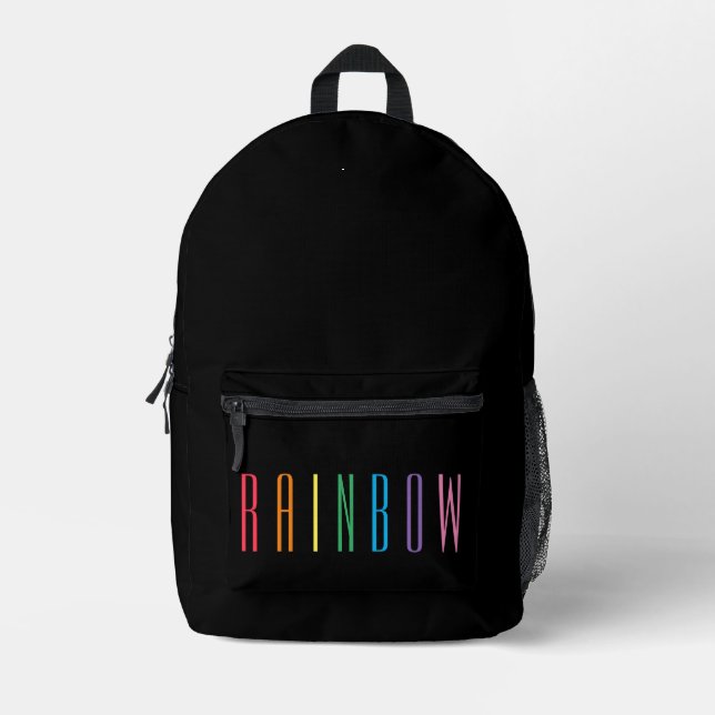 RAINBOW-Rucksack / Schwarz Bedruckter Rucksack (Vorderseite)