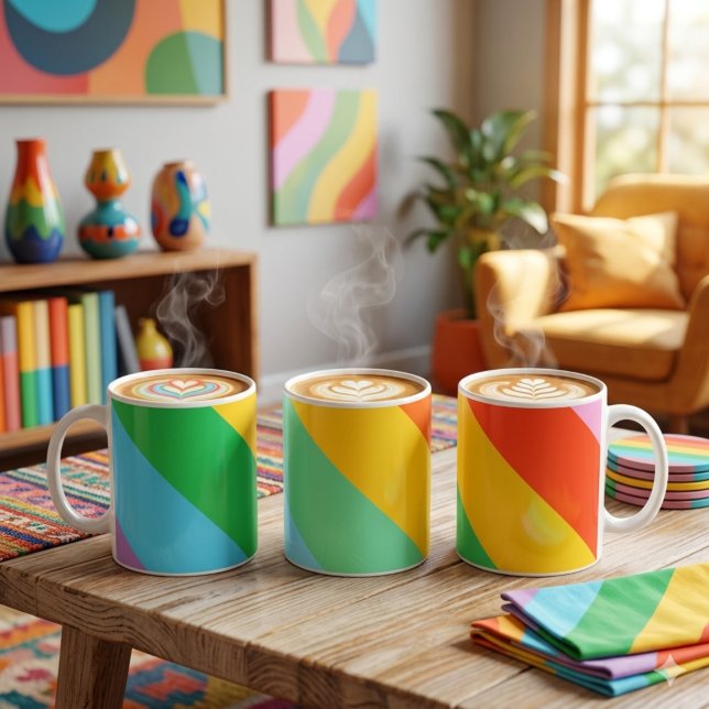 Rainbow Rush | Diagonale Streifen Klassische Tasse (Von Creator hochgeladen)