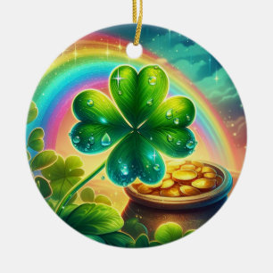 Rainbow Saint Patrick's Day Klee Keramik Ornament
