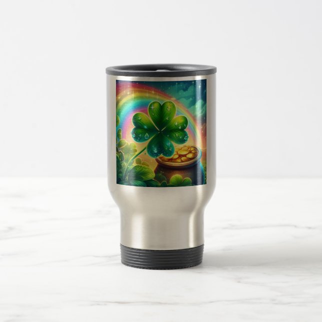 Rainbow Saint Patrick's Day Klee Reisebecher (Mittel)