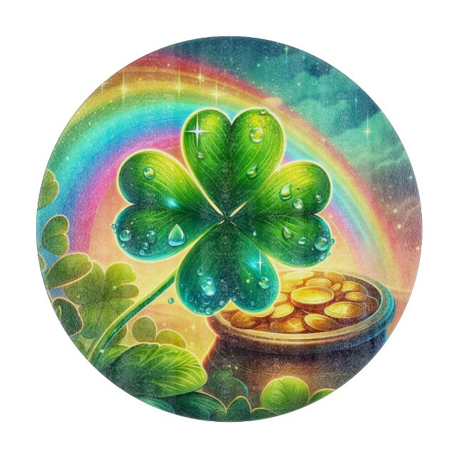 Rainbow Saint Patrick's Day Klee Schneidebrett (Vorderseite)