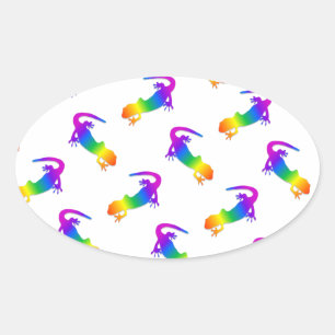 Rainbow Salamander Ovaler Aufkleber