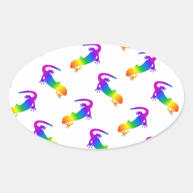 Rainbow Salamander Ovaler Aufkleber (Vorderseite)