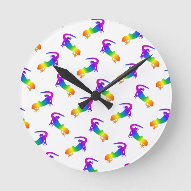 Rainbow Salamander Runde Wanduhr (Vorderseite)