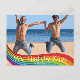 Rainbow Same Gender Foto Wedding Ankündigung Postkarte