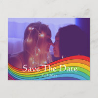 Rainbow Same Gender Foto Wedding Save the Date Po
