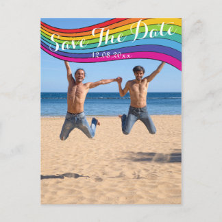Rainbow Same Gender Foto Wedding Save the Date Postkarte
