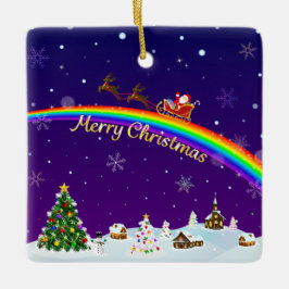 Rainbow Santa Claus Keramikornament