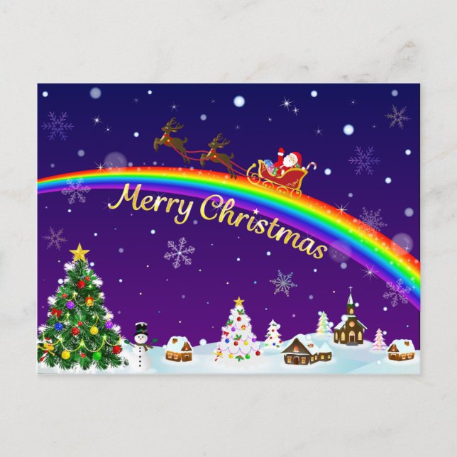 Rainbow Santa Claus Postkarte (Vorderseite)
