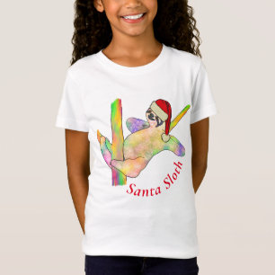 Rainbow Santa Sloth Weihnachtsfest Süße Tier T-Shirt