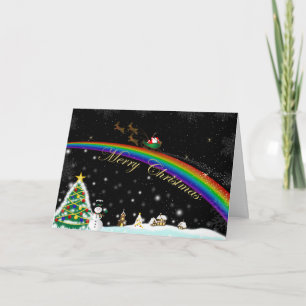Rainbow Santa Weihnachtskarte Feiertagskarte