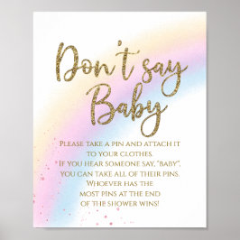 Rainbow Say Baby Shower Game nicht Poster