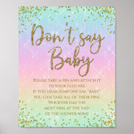 Rainbow Say Baby Shower Game Poster