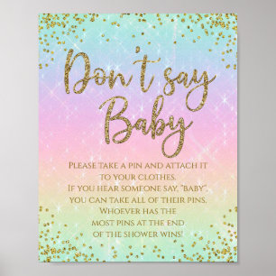 Rainbow Say Baby Shower Game Poster