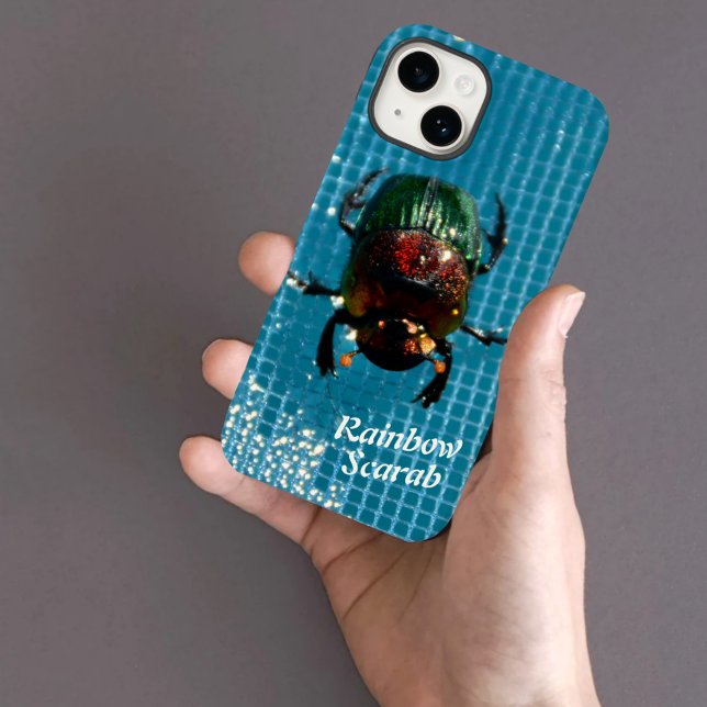 Rainbow Scarab Käfer auf Blue Personalisiert Case-Mate iPhone Hülle (Von Creator hochgeladen)
