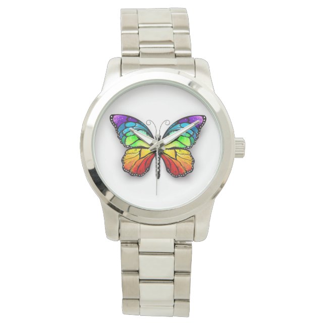 Rainbow-Schmetterling Monarch Armbanduhr (Vorderseite)