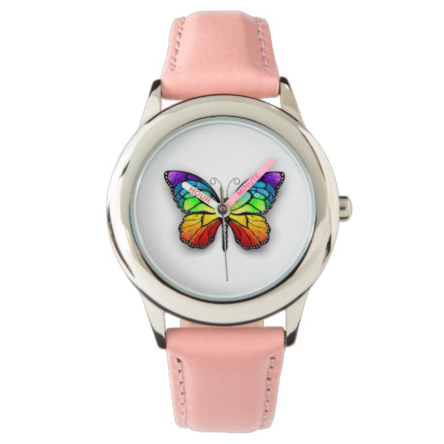 Rainbow-Schmetterling Monarch Armbanduhr (Vorderseite)