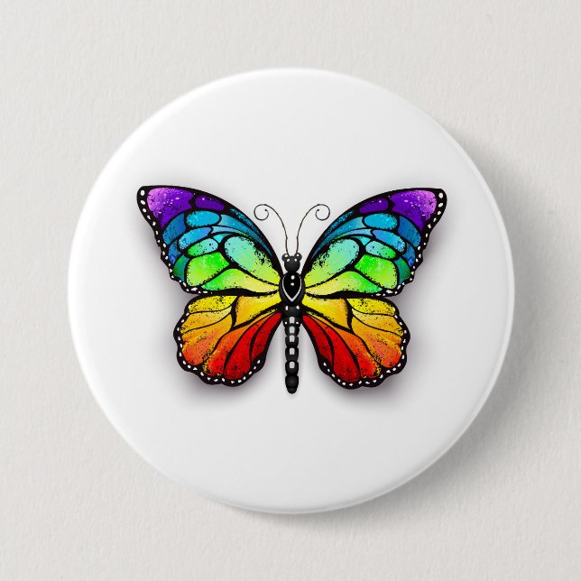 Rainbow-Schmetterling Monarch Button (Vorderseite)