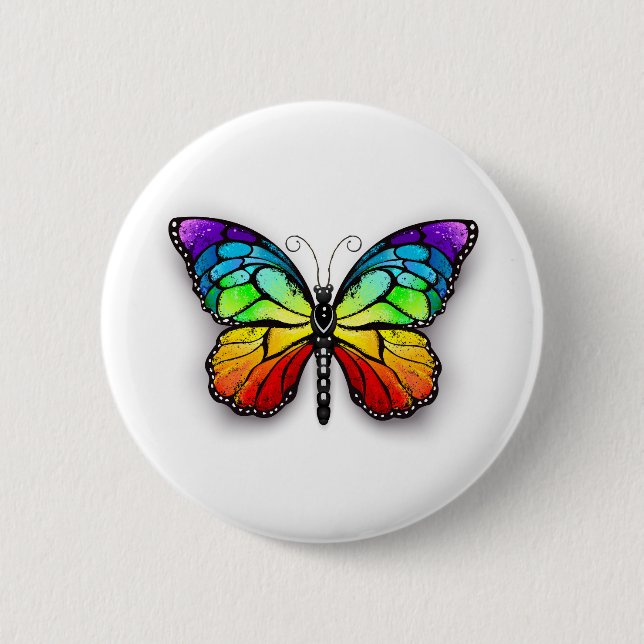 Rainbow-Schmetterling Monarch Button (Vorderseite)