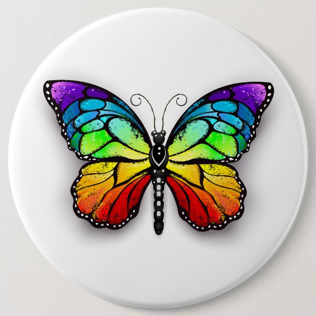 Rainbow-Schmetterling Monarch Button (Vorderseite)